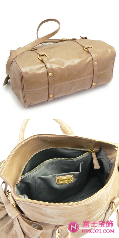 MIUMIU ミュウミュウ 2WAY ショルダーバッグ レザー カメオブラウン　RT0365 VITELLO.LUX CAMMEO